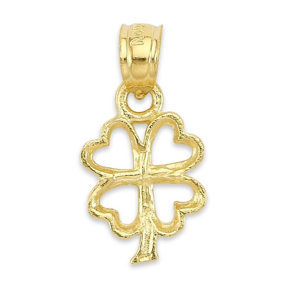 Solid 10k Gold Clover Pendant - Good Luck Charm Symbol Jewelry - Picture 3 of 5